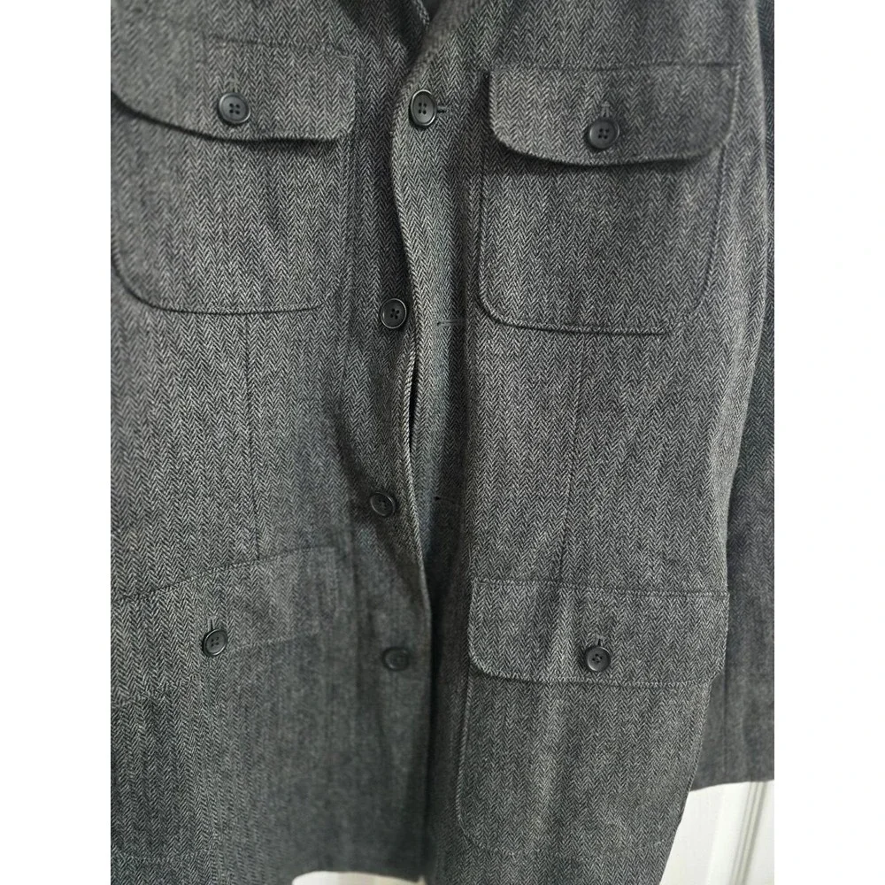 Banana Republic Men's Grey Herringbone Wool Field Jacket Coat XL Heavyweight